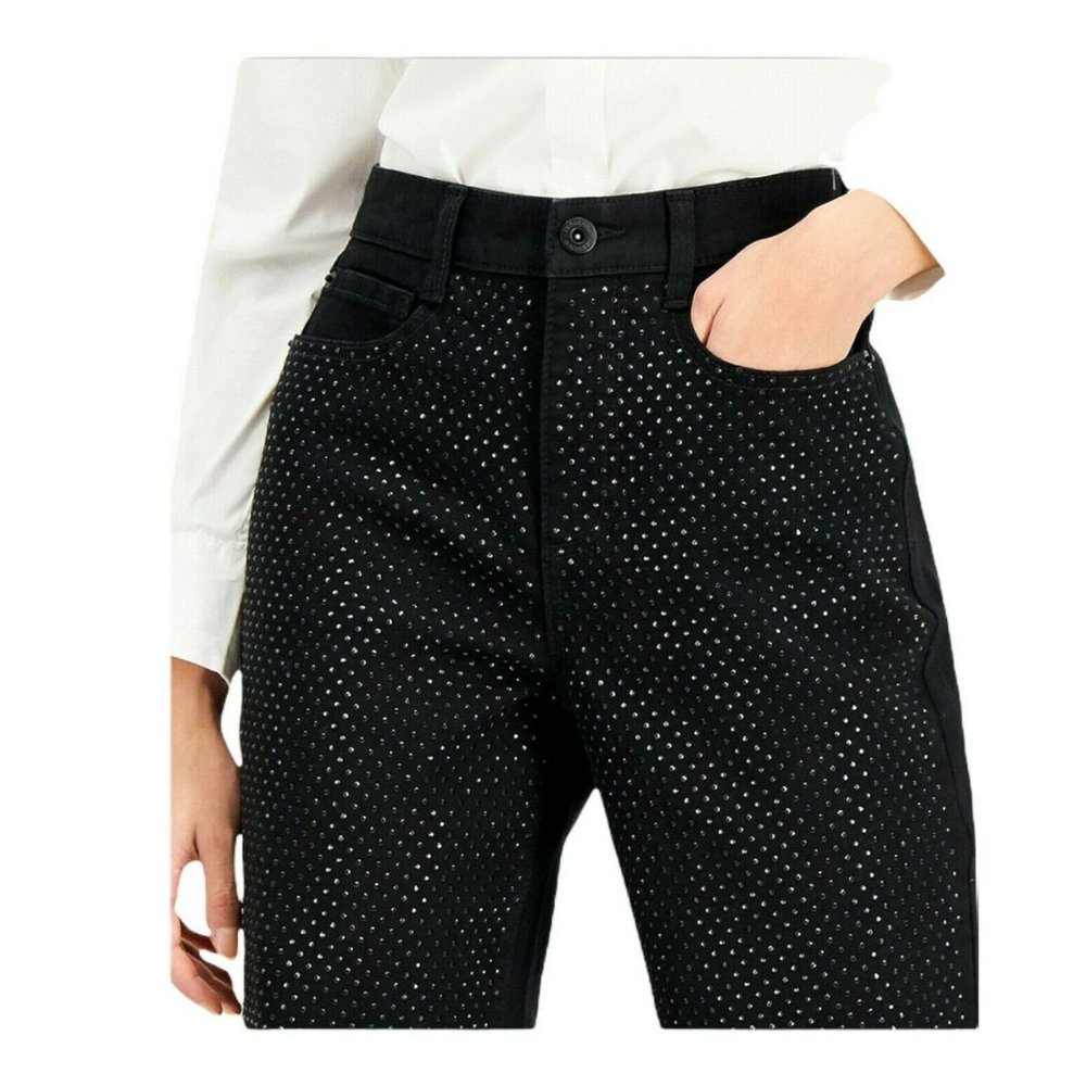 INC 4 Black Embellished Denim Jeans NWT BI31 - Picture 4 of 5